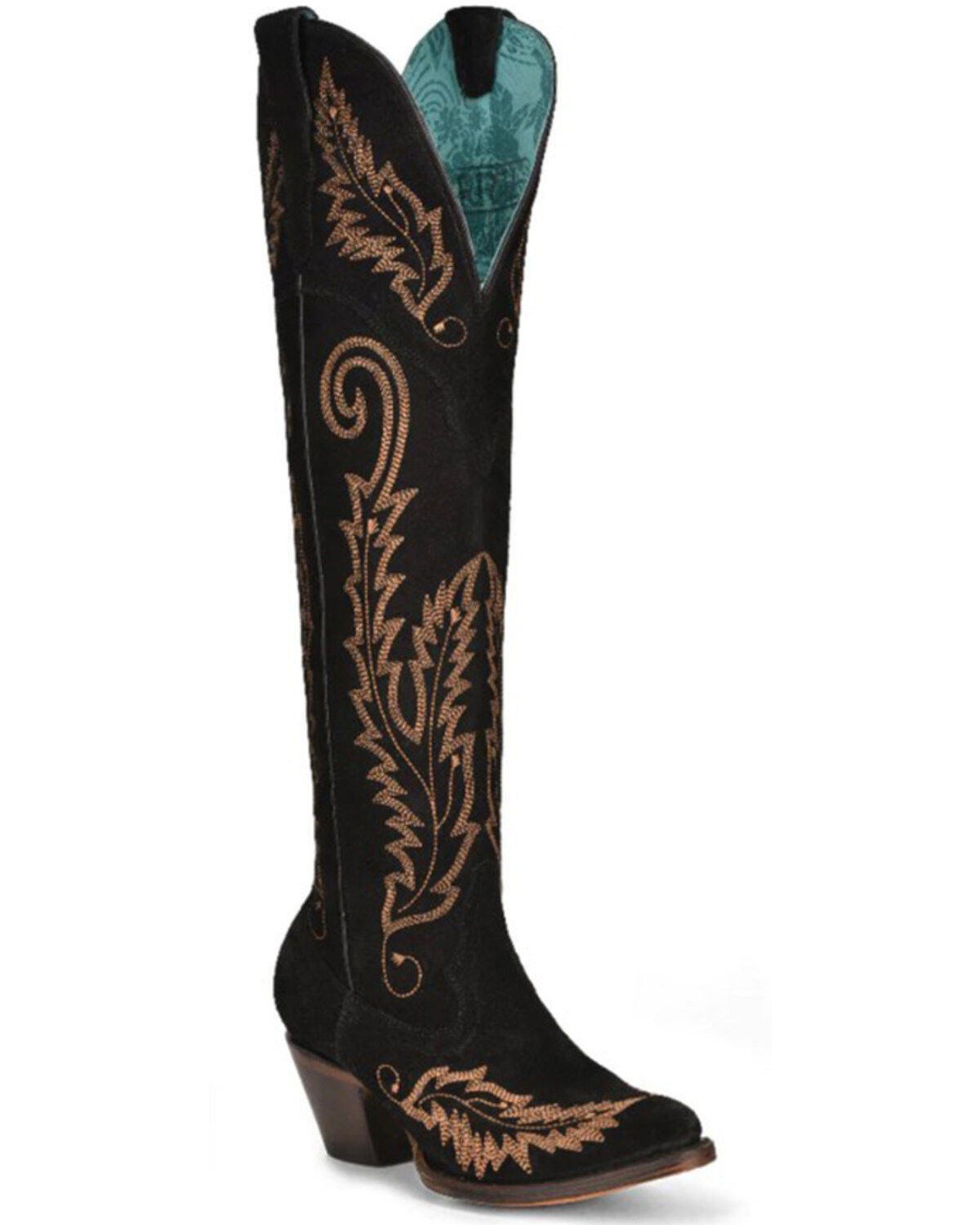 Corral Women's 15" Suede Embroidered Tall Western Boots - Round Toe