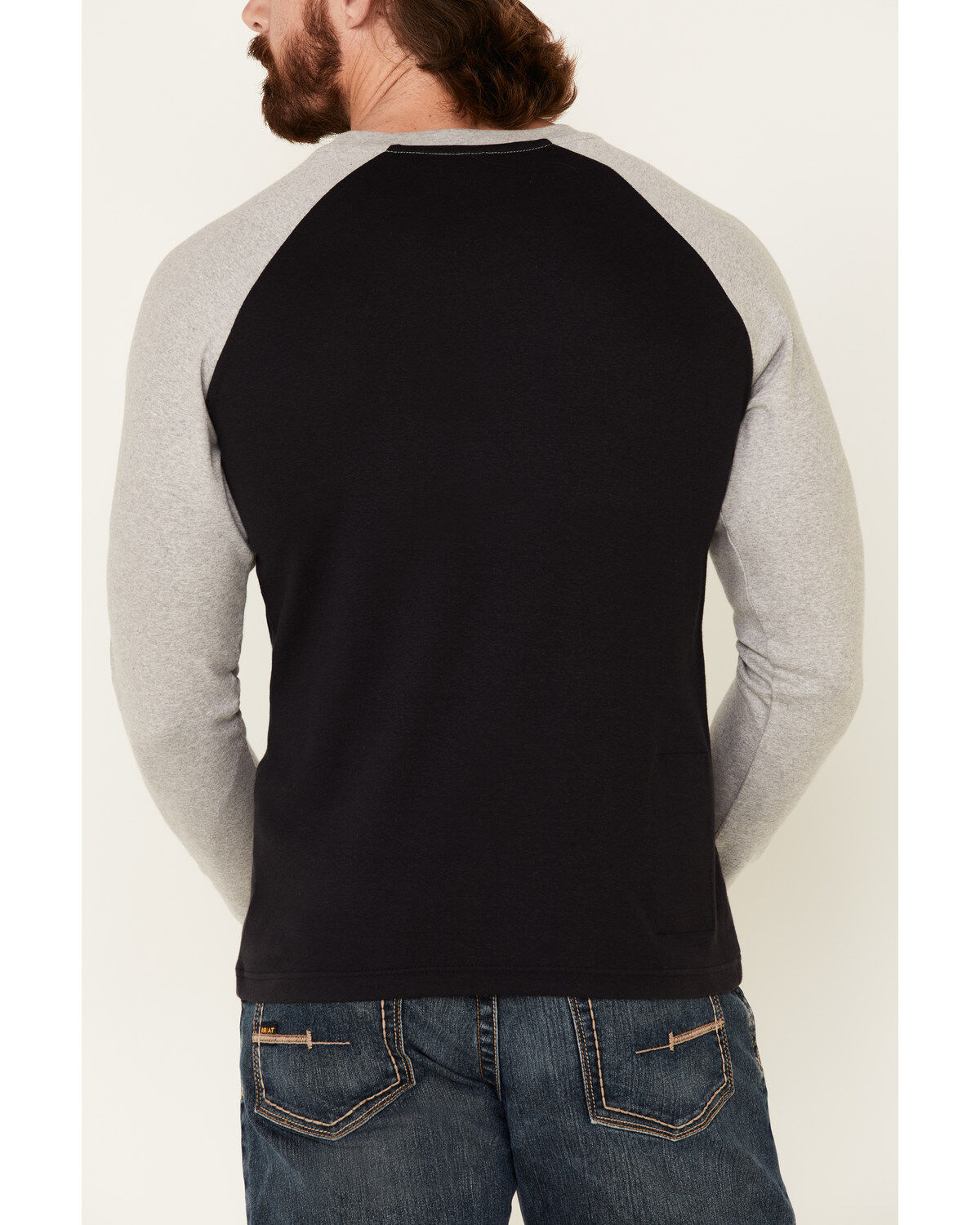 Rock & Roll Denim Men's FR Black Long Sleeve Work Raglan T-Shirt