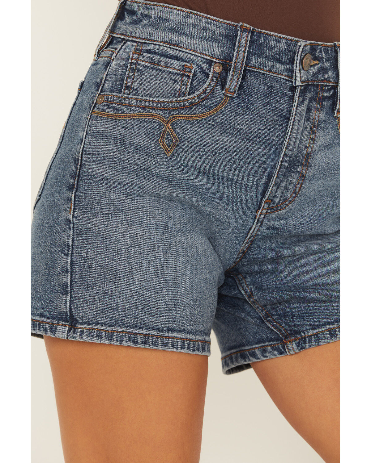 Shyanne Women's Faye Medium Wash High Rise Comfort Stretch Denim Shorts