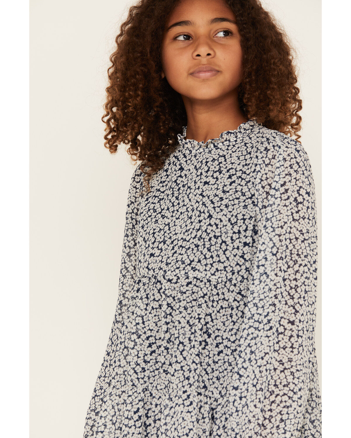 Hayden Girls' Ditsy Floral Long Sleeve Ruffle Top