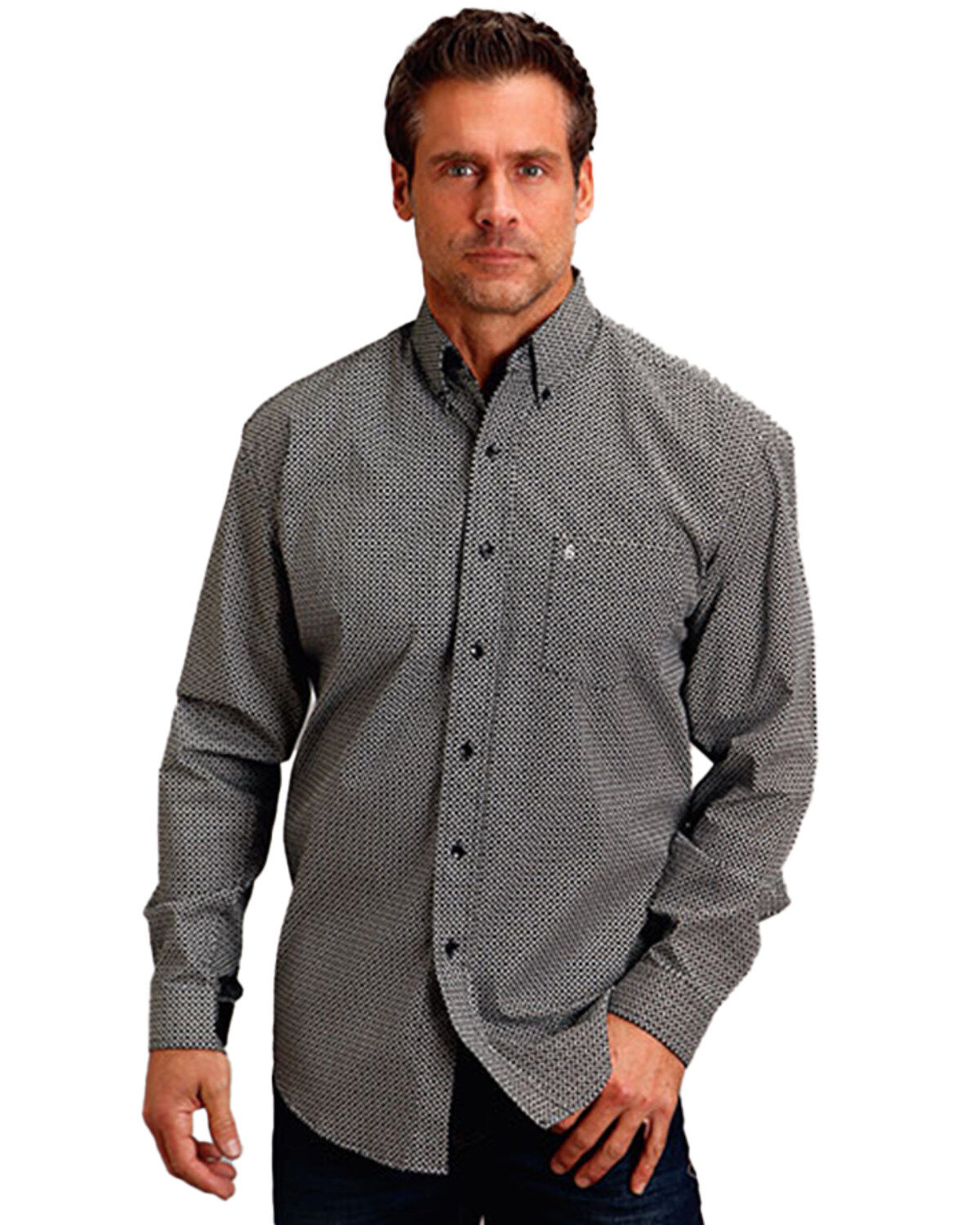 Stetson Men's Geo Print Long Sleeve Button-Down Western Shirt