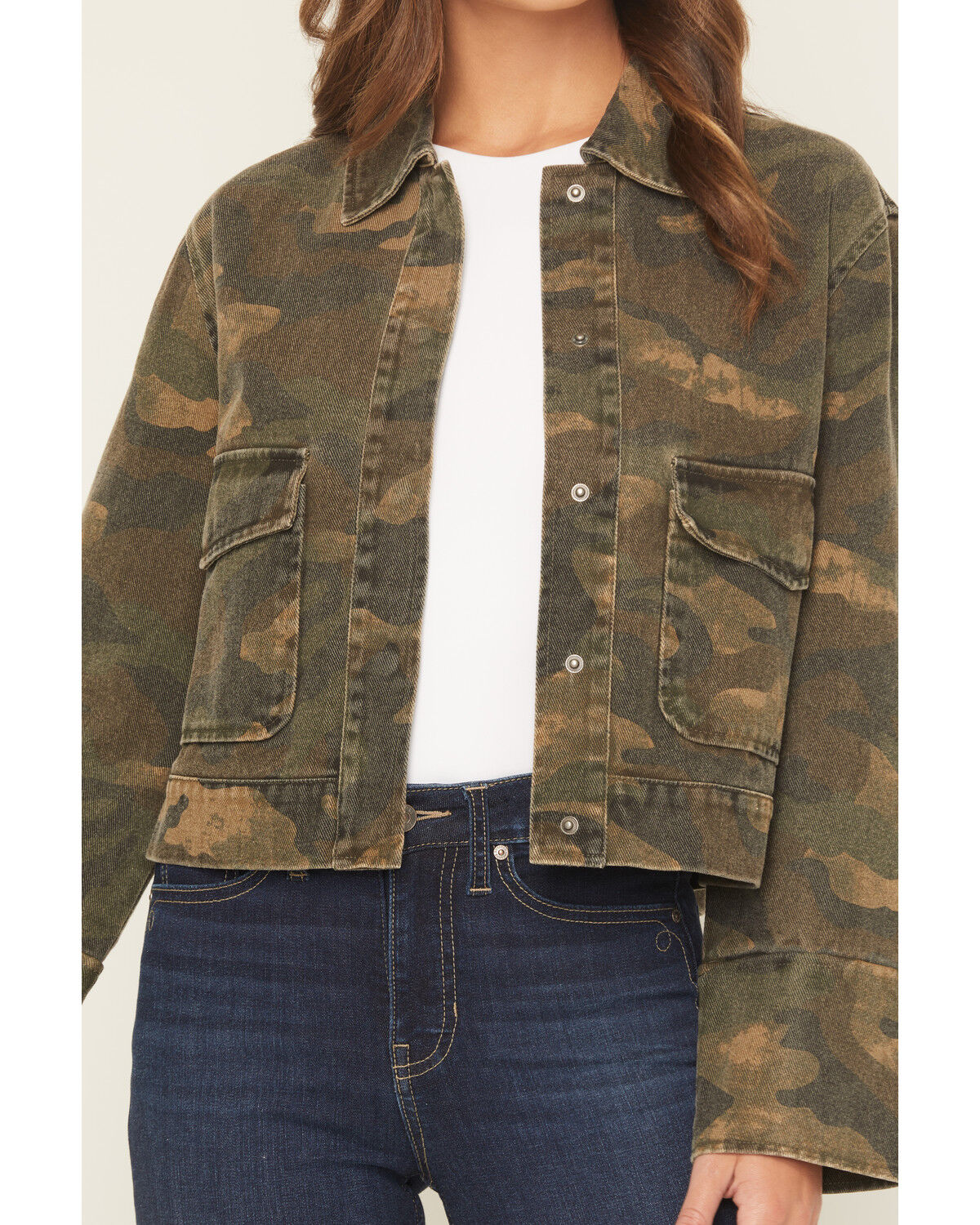 Ashley Women's Camo Print Denim Shacket