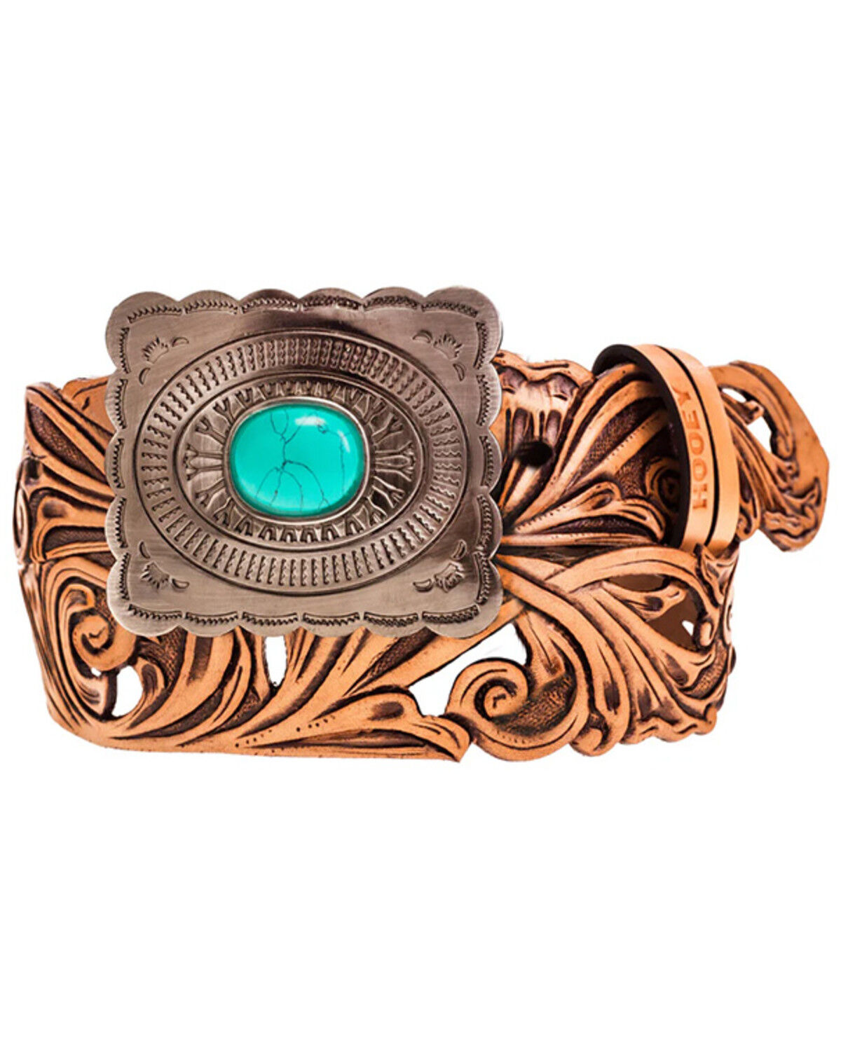 Hooey Women's Cutout Tooled Leather Buckler Belt