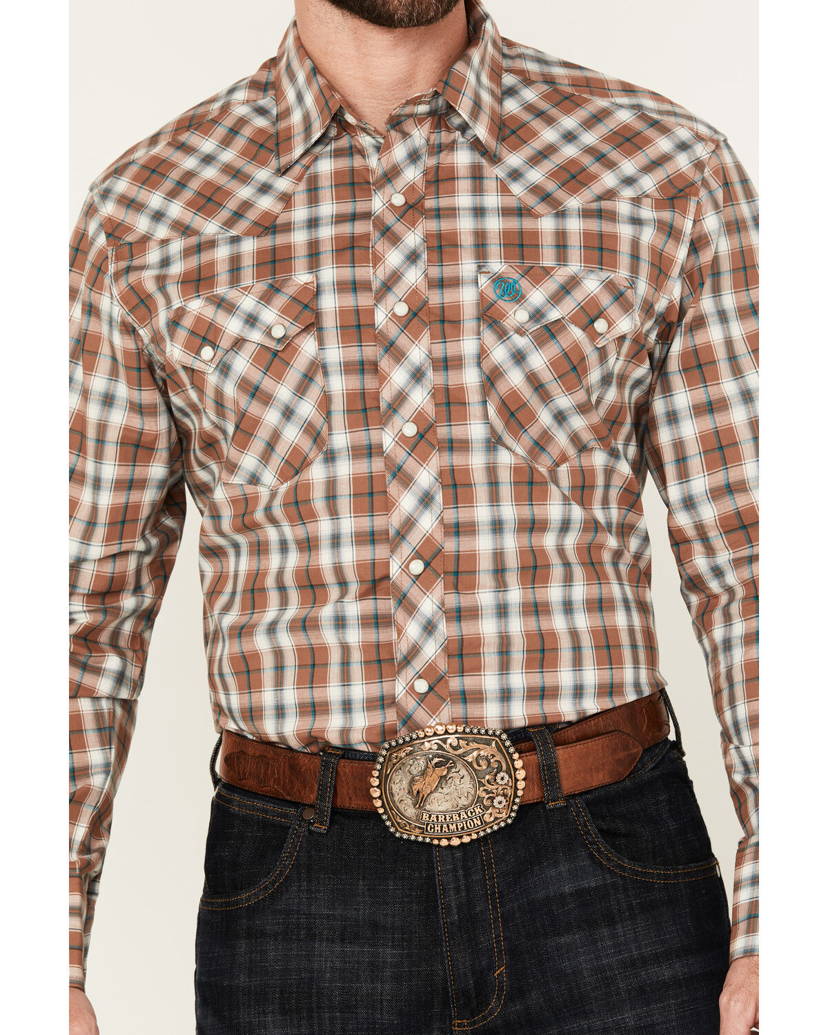 Wrangler Retro Men's Plaid Print Long Sleeve Snap Western Shirt