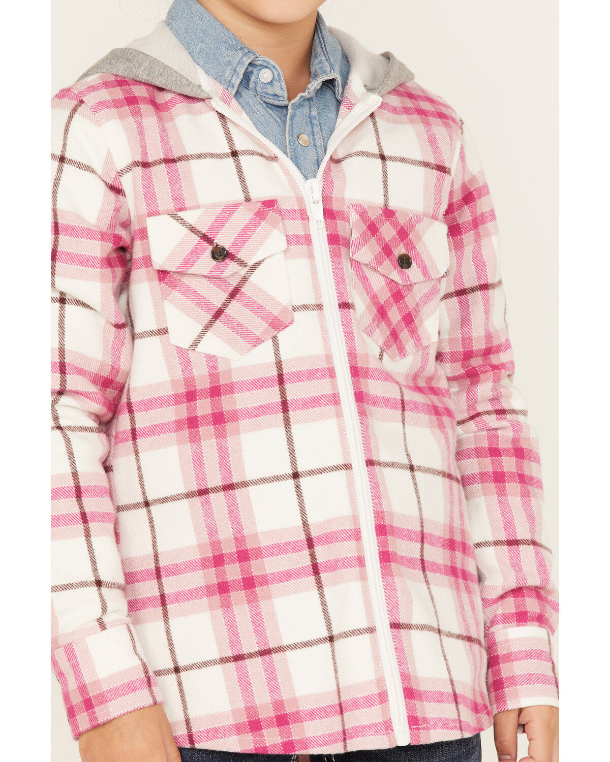 Shyanne Girls' Plaid Print Long Sleeve Flannel Shacket