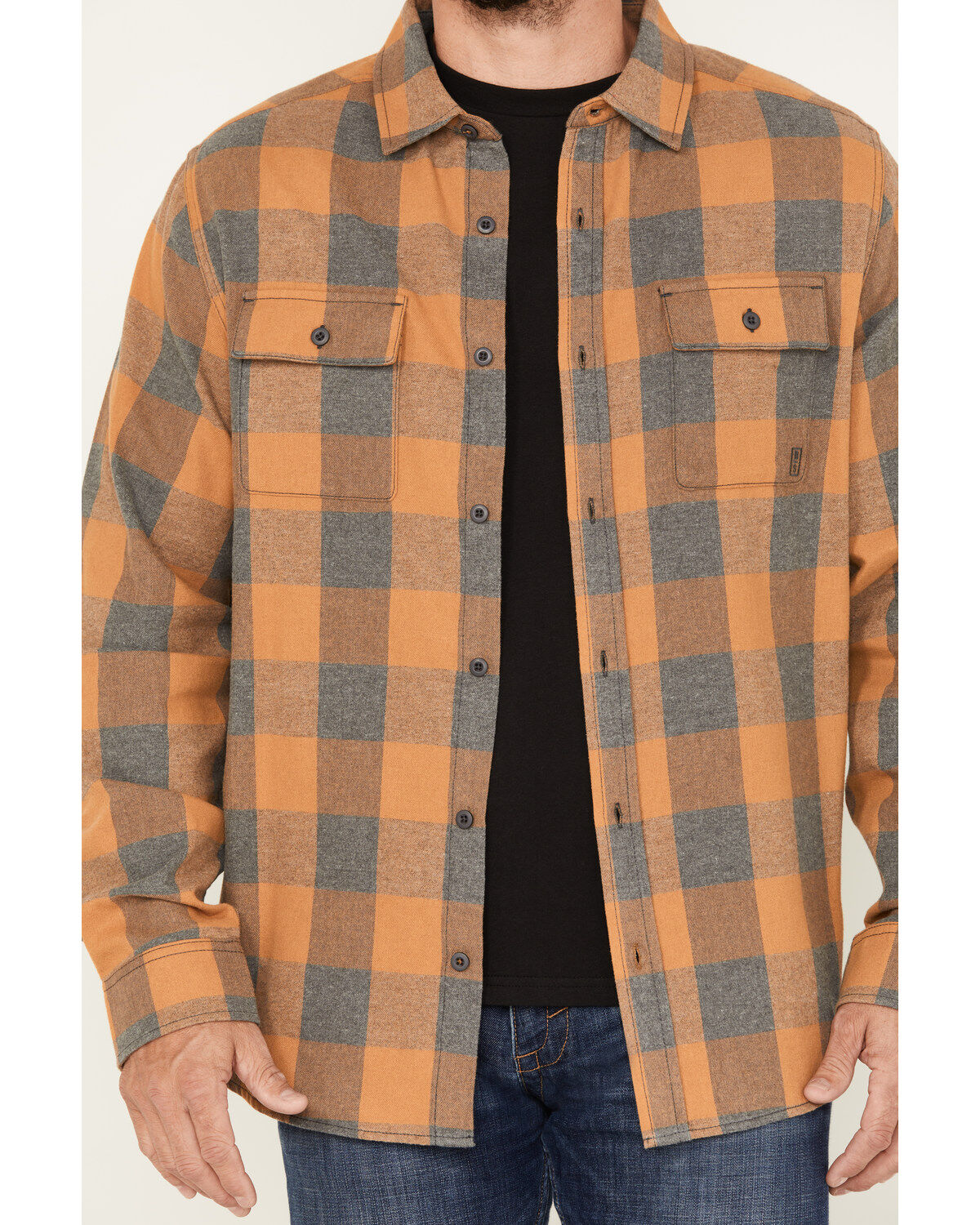Brothers and Sons Men's Buffalo Checkered Print Long Sleeve Button Down Western Flannel Shirt