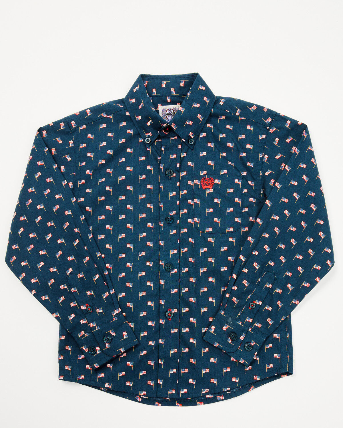 Cinch Toddler Boys' Flag Print Long Sleeve Button-Down Western Shirt