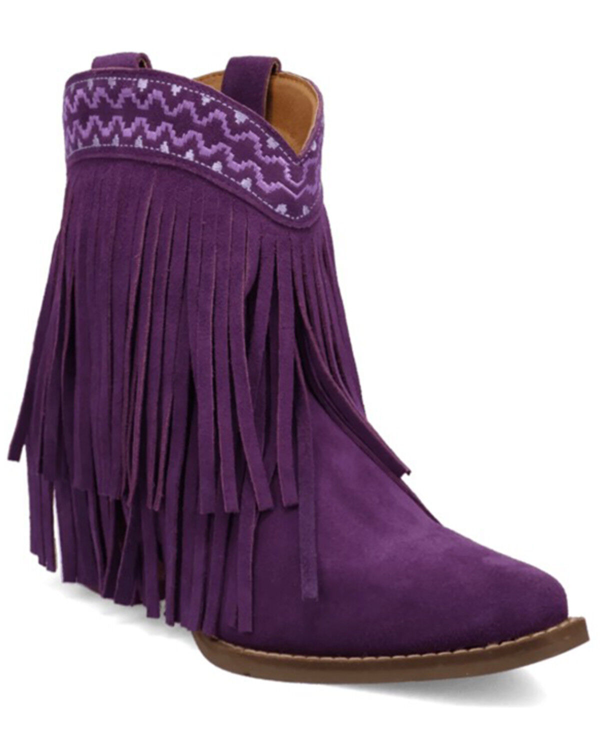Dingo Women's Tapadero Suede Fringe Western Booties - Round Toe