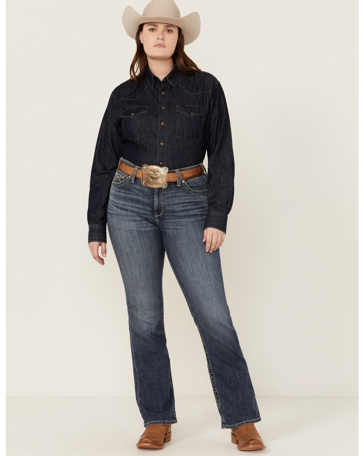 Ariat Women's R.E.A.L. Medium Wash Perfect Rise Phoebe Stretch Bootcut Jeans - Plus