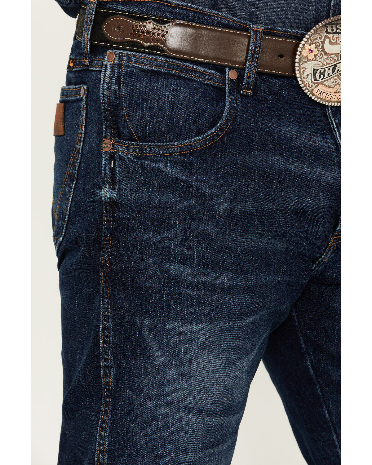 Wrangler Retro Men's Fenholloway Dark Wash Slim Bootcut Stretch Premium Green Jeans