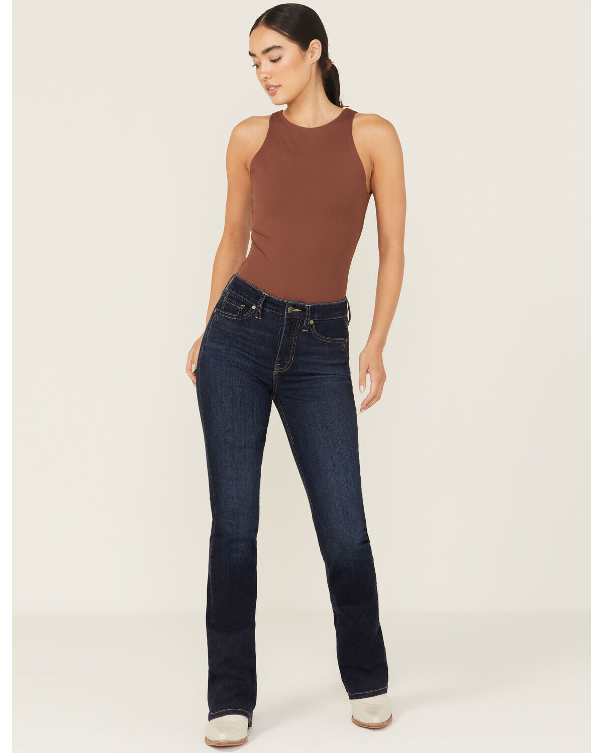 Shyanne Women's Celeste Dark Wash High Rise Sculpt Bootcut Stretch Denim Jeans