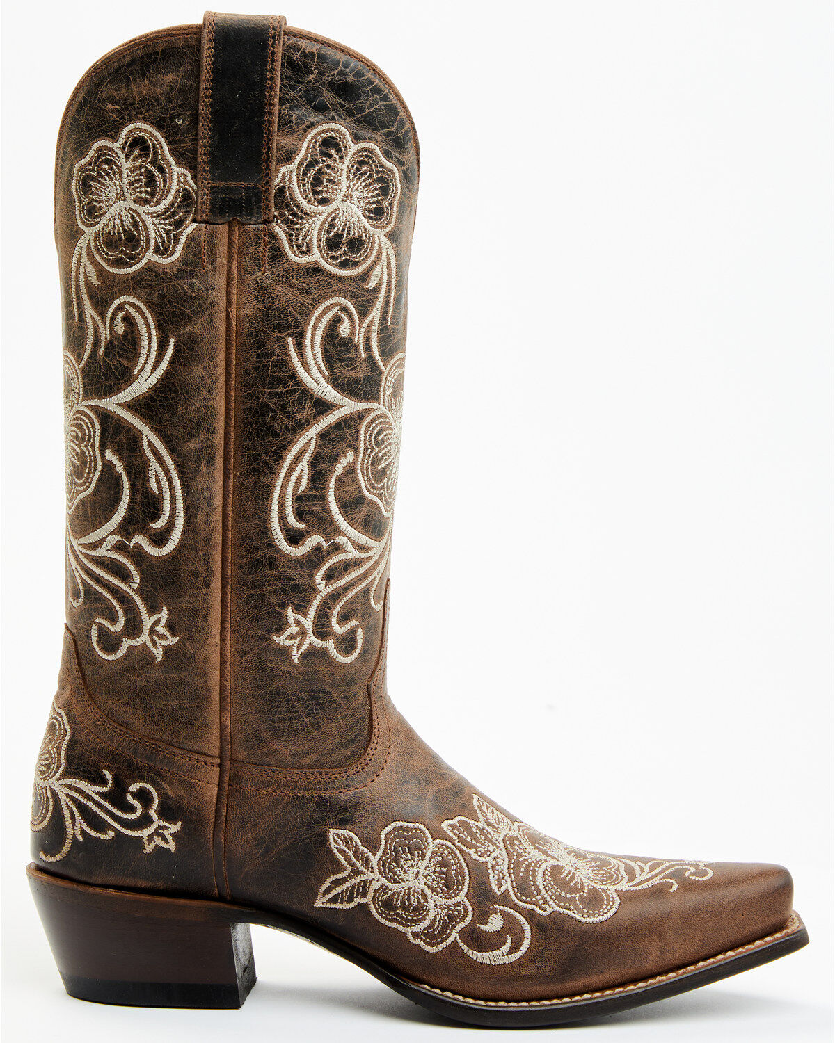 Shyanne Women's Lasy Floral Embroidered Western Boots - Snip Toe