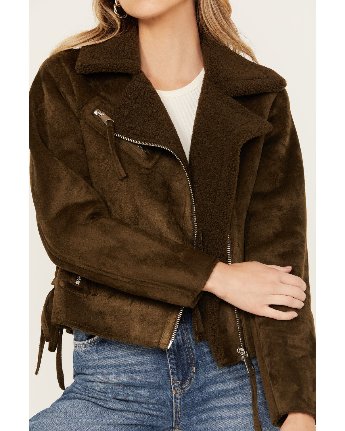 Cleo + Wolf Women's Faux Suede Moto Jacket