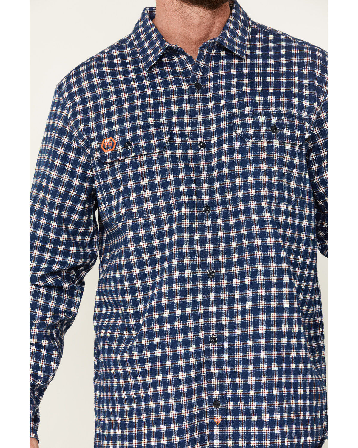 Hawx Men's FR Plaid Print Lightweight Button-Down Stretch Work Shirt