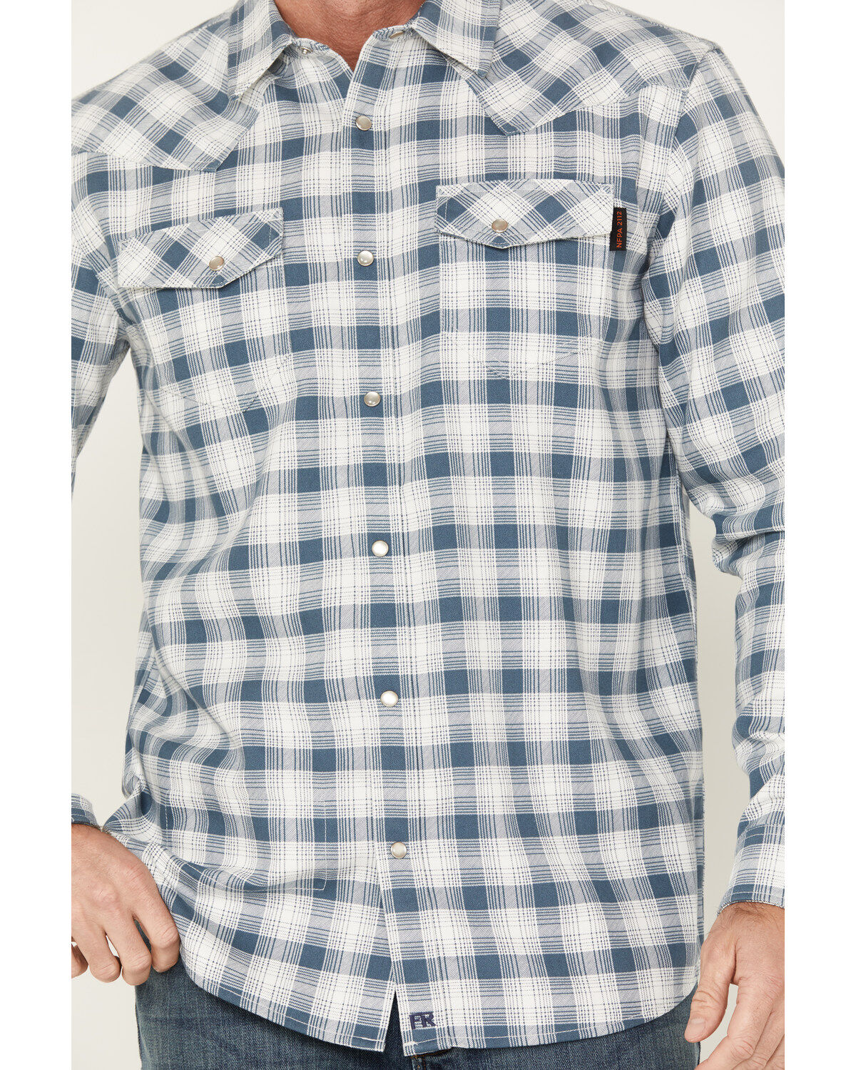 Cody James Men's FR Midweight Plaid Print Long Sleeve Pearl Snap Work Shirt
