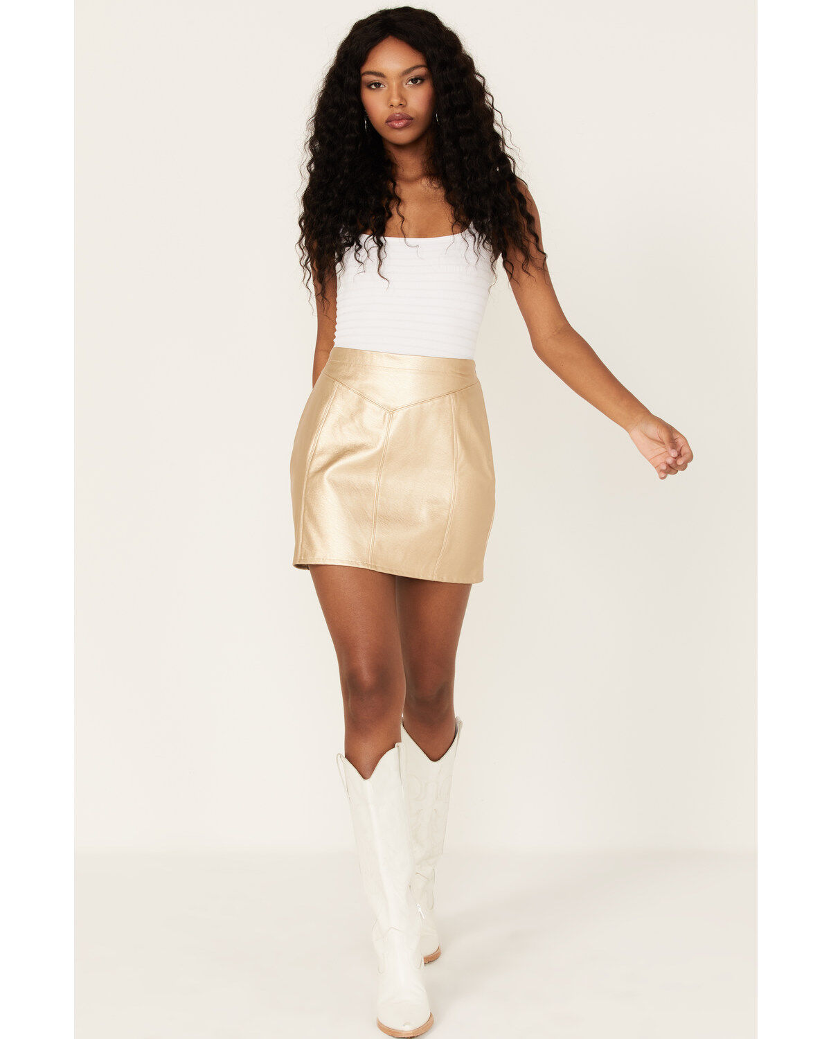 Rock & Roll Denim Women's Metallic Pleather Mini Skirt