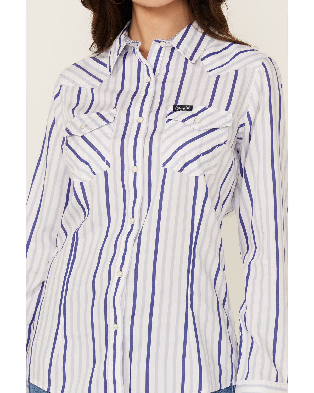 Wrangler Retro Women's Striped Print Long Sleeve Snap Western Shirt