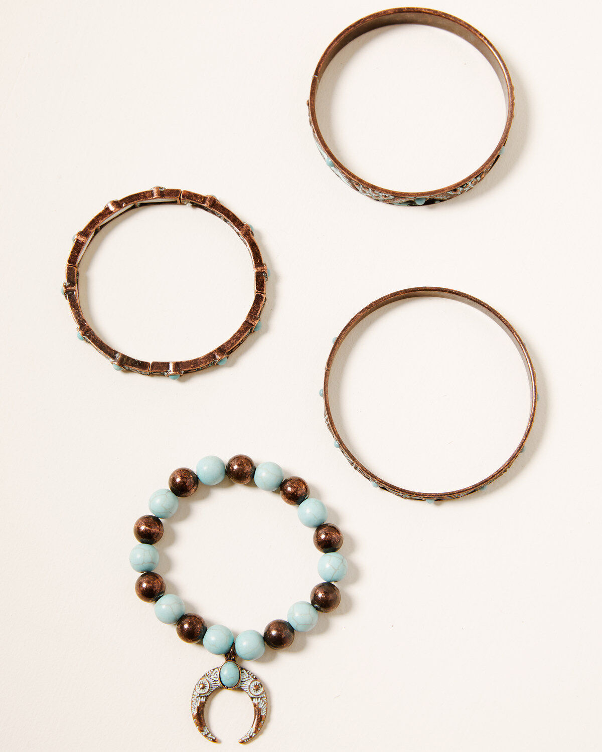 Shyanne Women's Crescent Bronze 4pc Stretch Bracelet Set