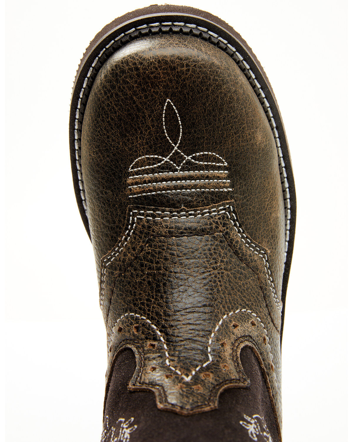 Shyanne Women's Adalia Floral Stitched Shaft Leather Western Boots - Wide Round Toe