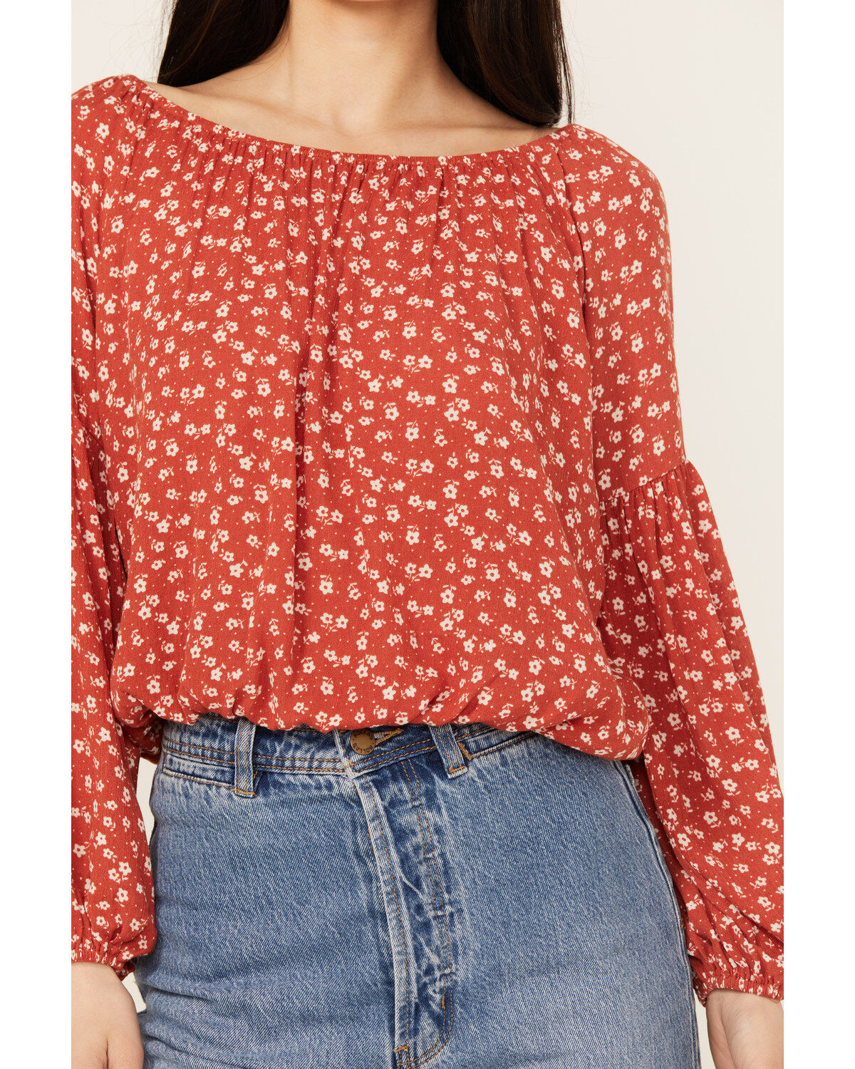 Wild Moss Women's Ditzy Floral Print Long Sleeve Shirt