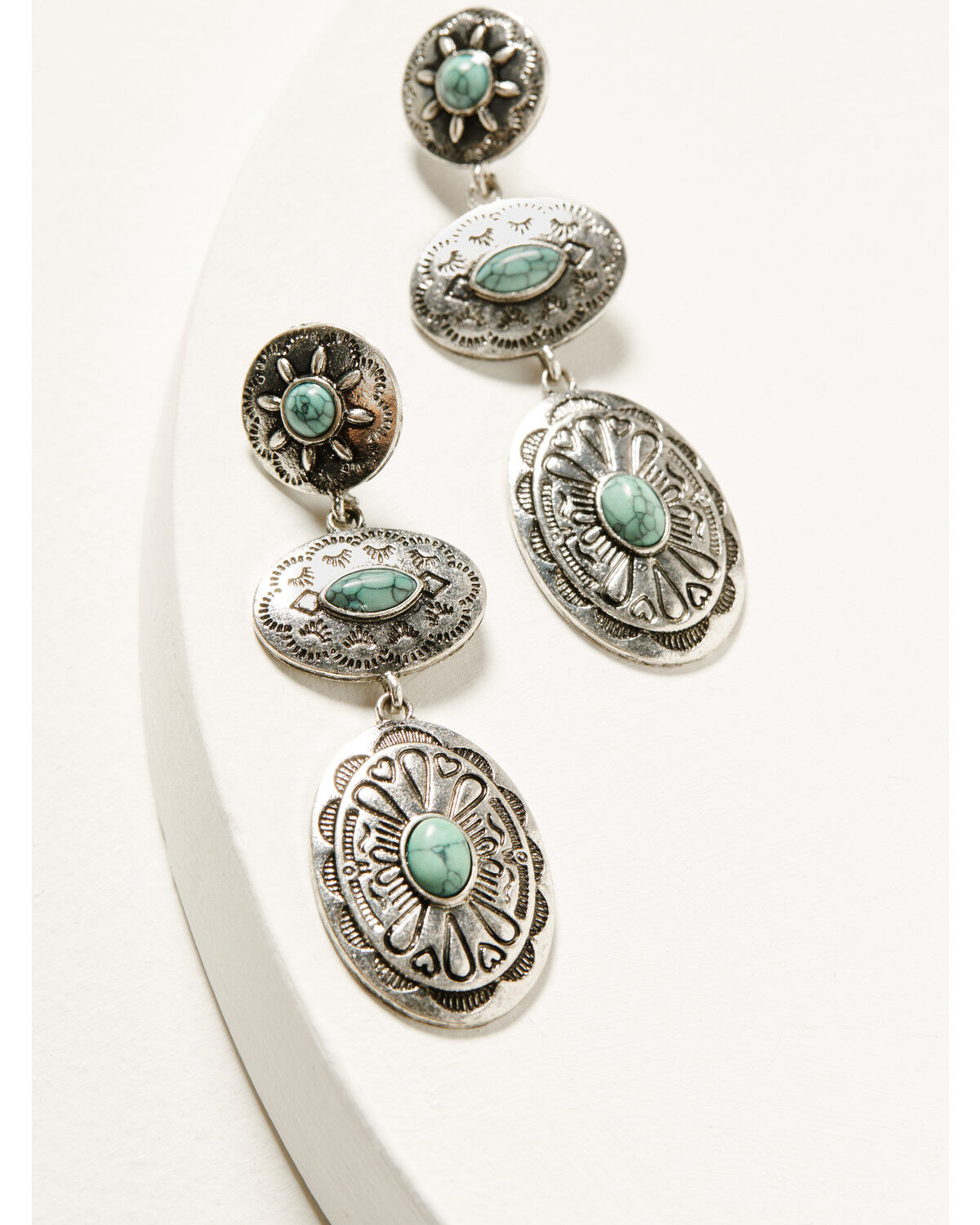 Shyanne Women's Antique Silver Concho Drop Earrings