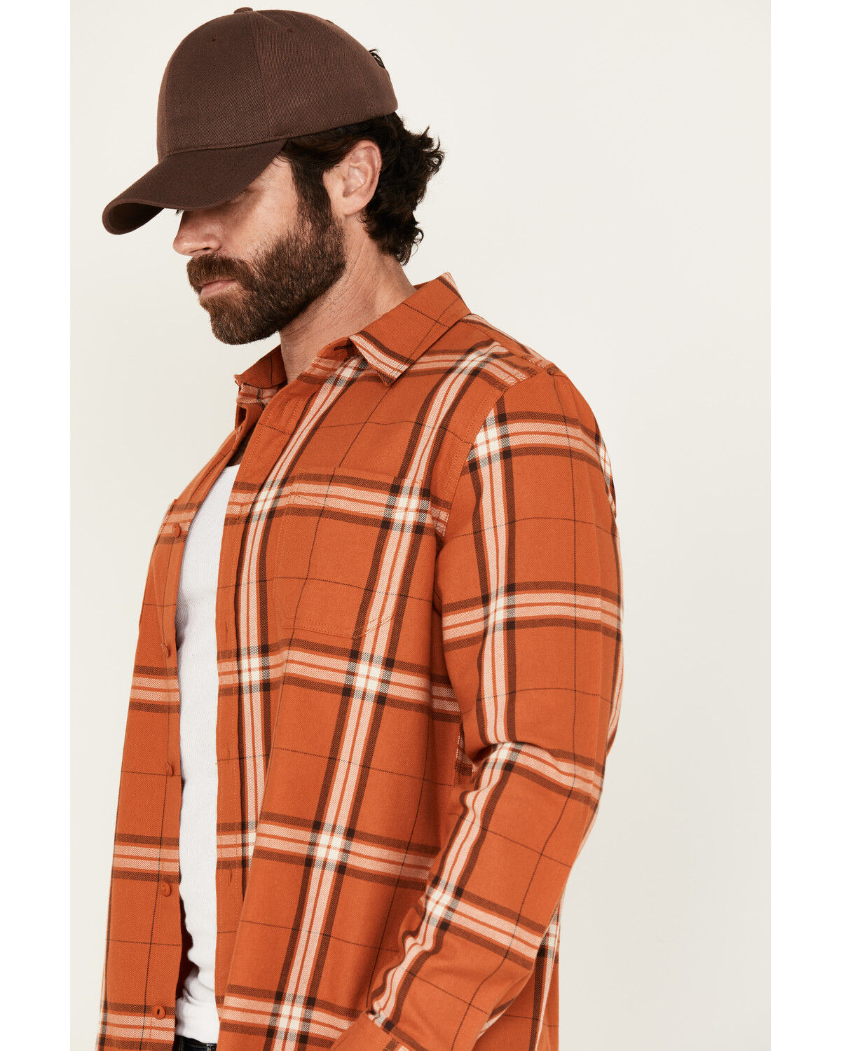 Brothers and Sons Men's Hatch Plaid Print Long Sleeve Button-Down Stretch Western Shirt