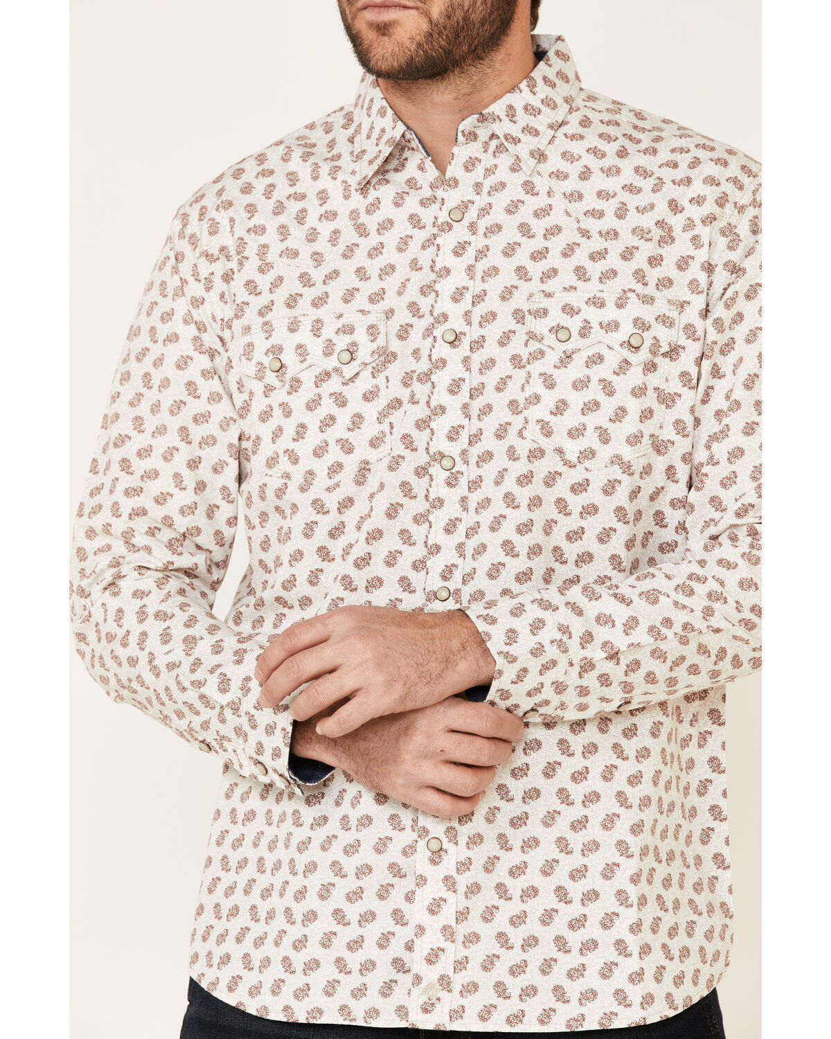 Moonshine Spirit Men's Tan Micro Paisley Print Long Sleeve Western Shirt