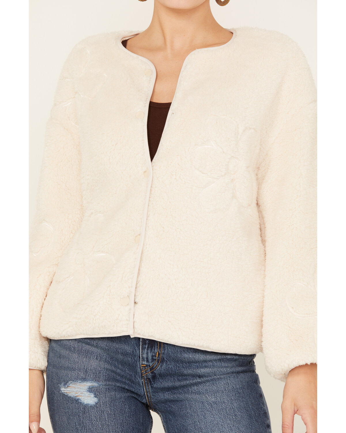 Sadie & Sage Women's Anna Flower Teddy Jacket Sweater