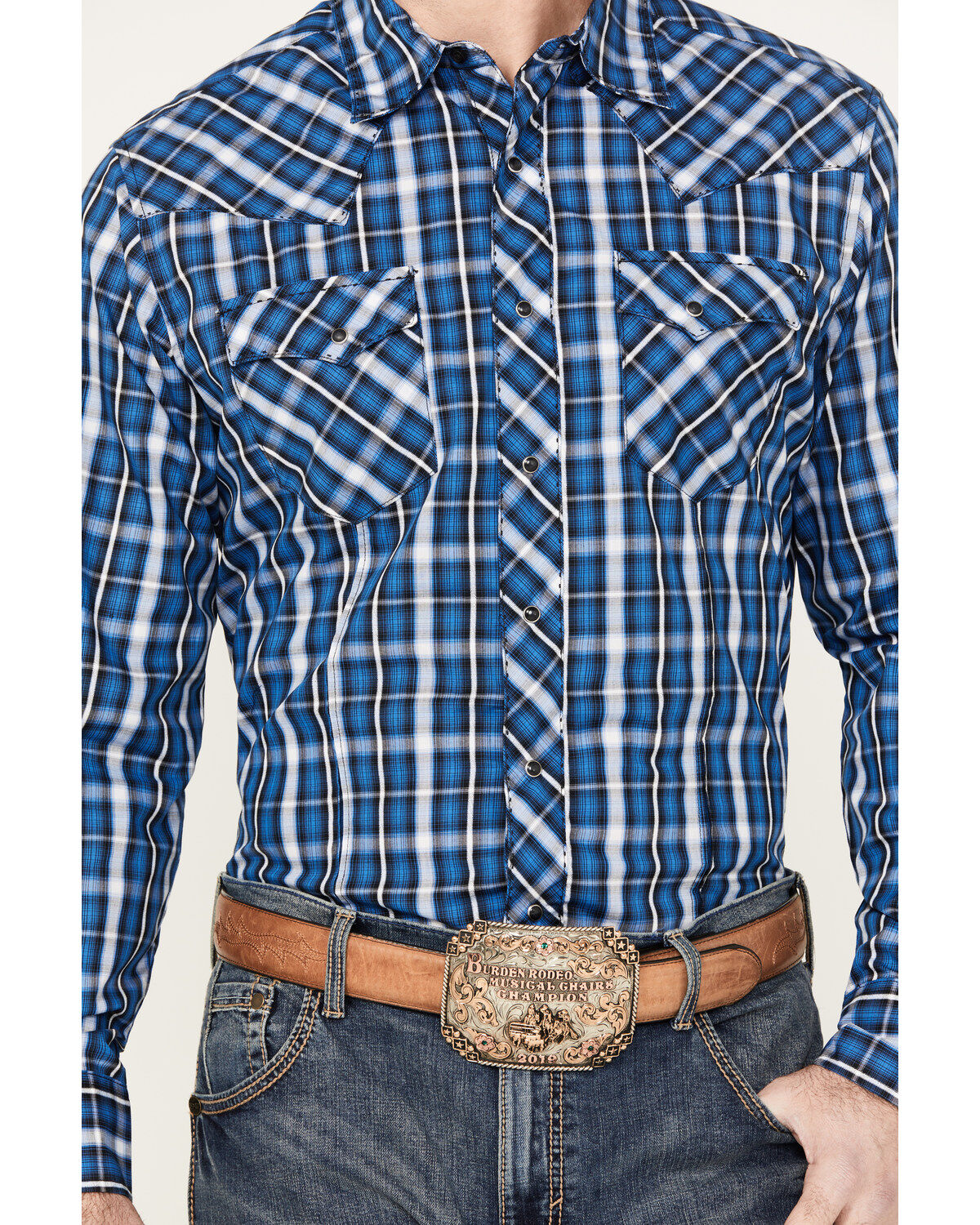 Wrangler Men's Plaid Print Long Sleeve Snap Western Shirt