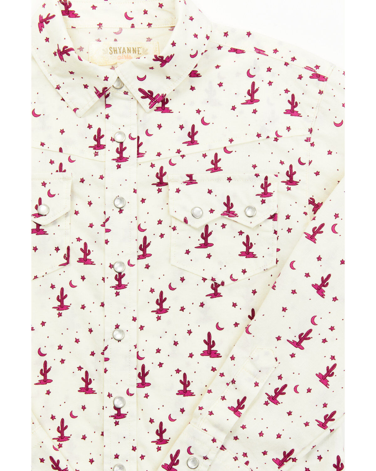 Shyanne Toddler Girls' Cactus Print Long Sleeve Pearl Snap Shirt