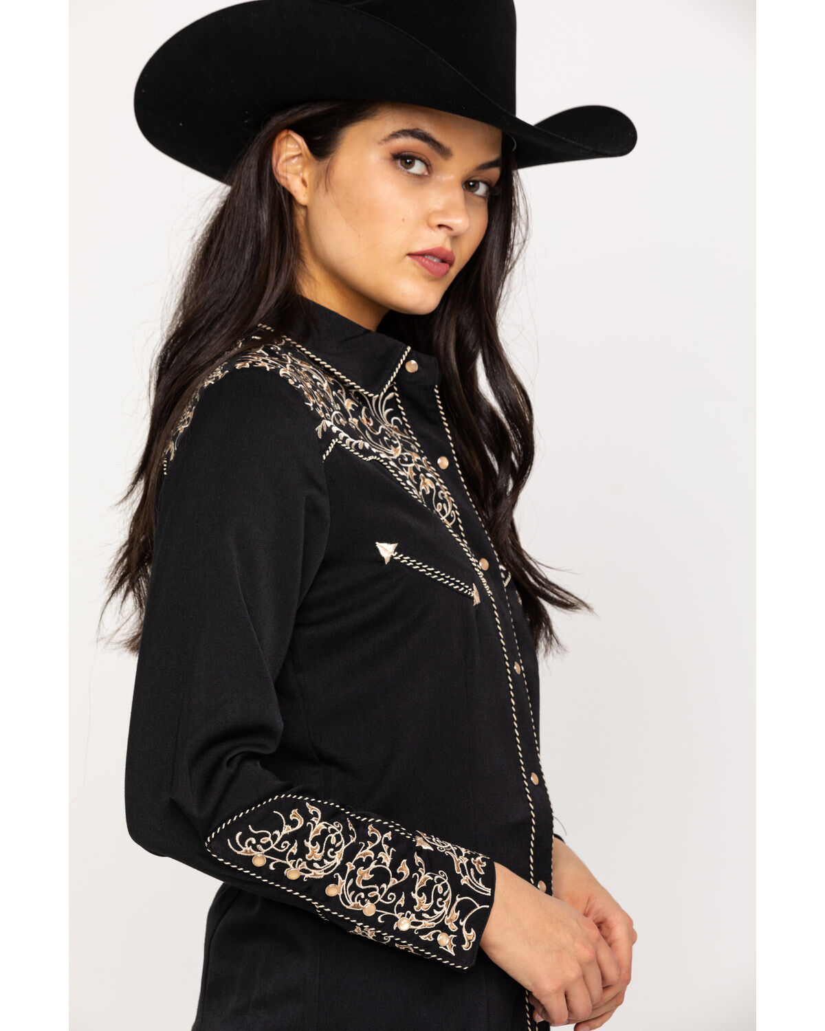 Scully Women's Scroll Embroidered Long Sleeve Pearl Snap Western Shirt