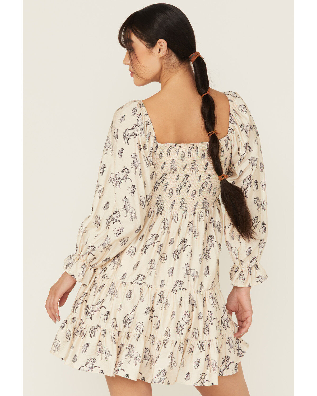 Blue B Women's Horse Print Long Sleeve Mini Dress