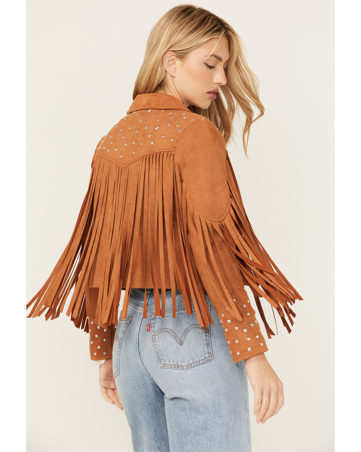 Blue B Women's Studded Fringe Faux Suede Jacket