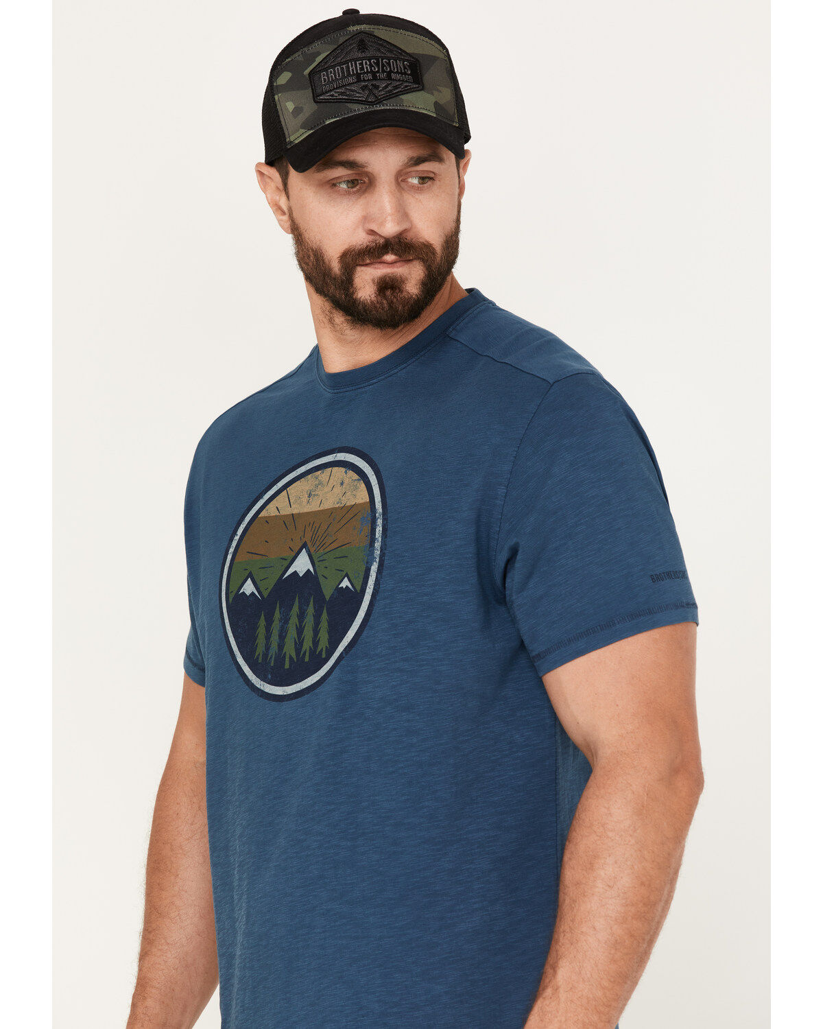 Brothers and Sons Men's Mountain Range Circle Graphic T-Shirt