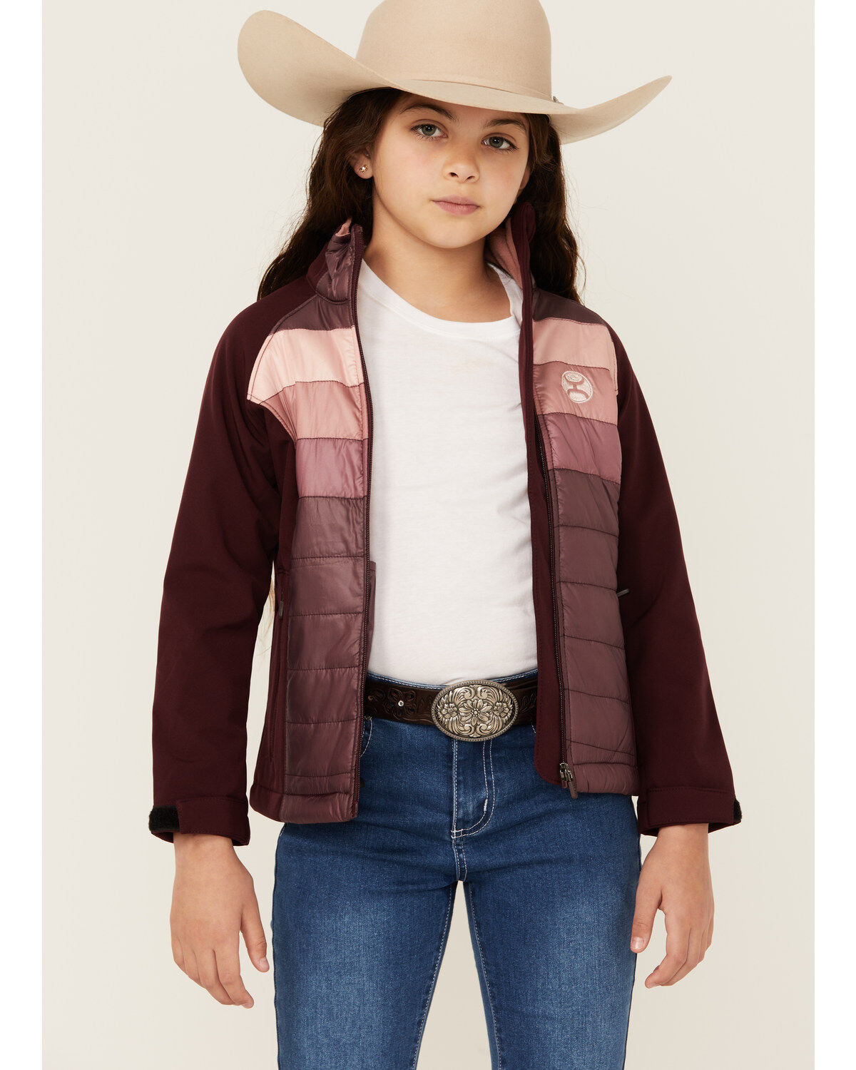Hooey Girls' Port Striped Quilted Softshell Jacket