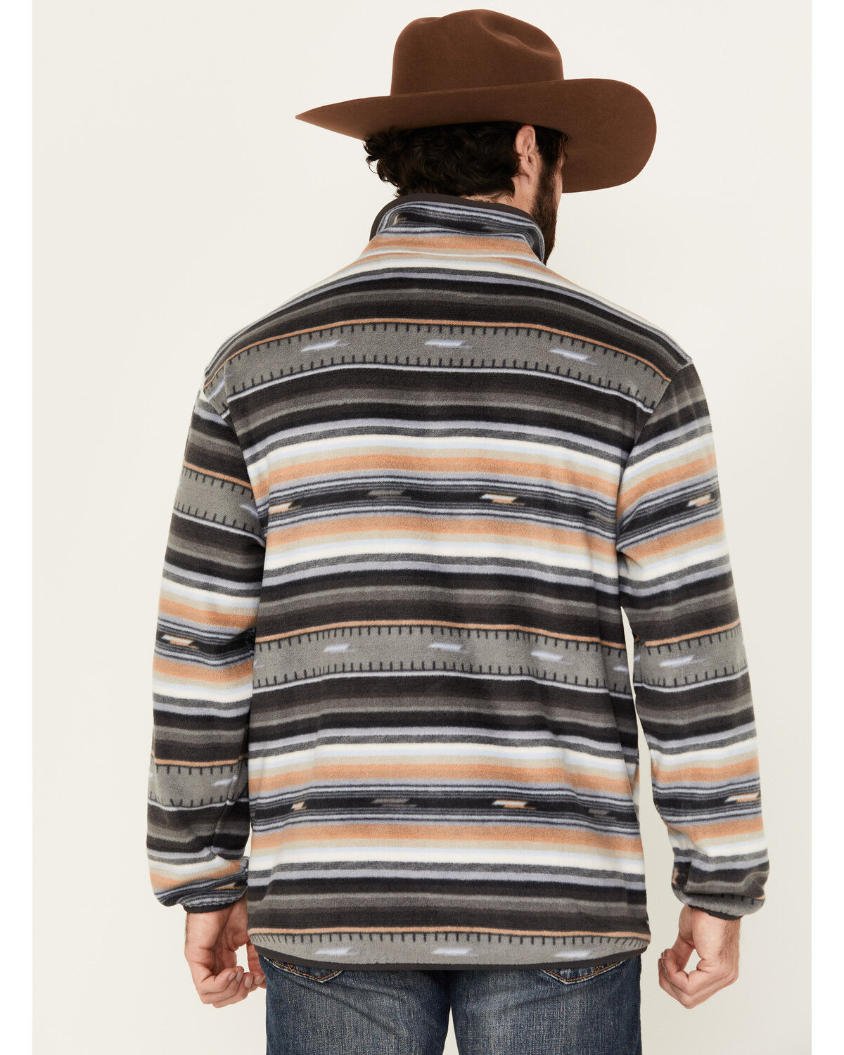 Cinch Men's Striped Print Quarter Snap Long Sleeve Pullover