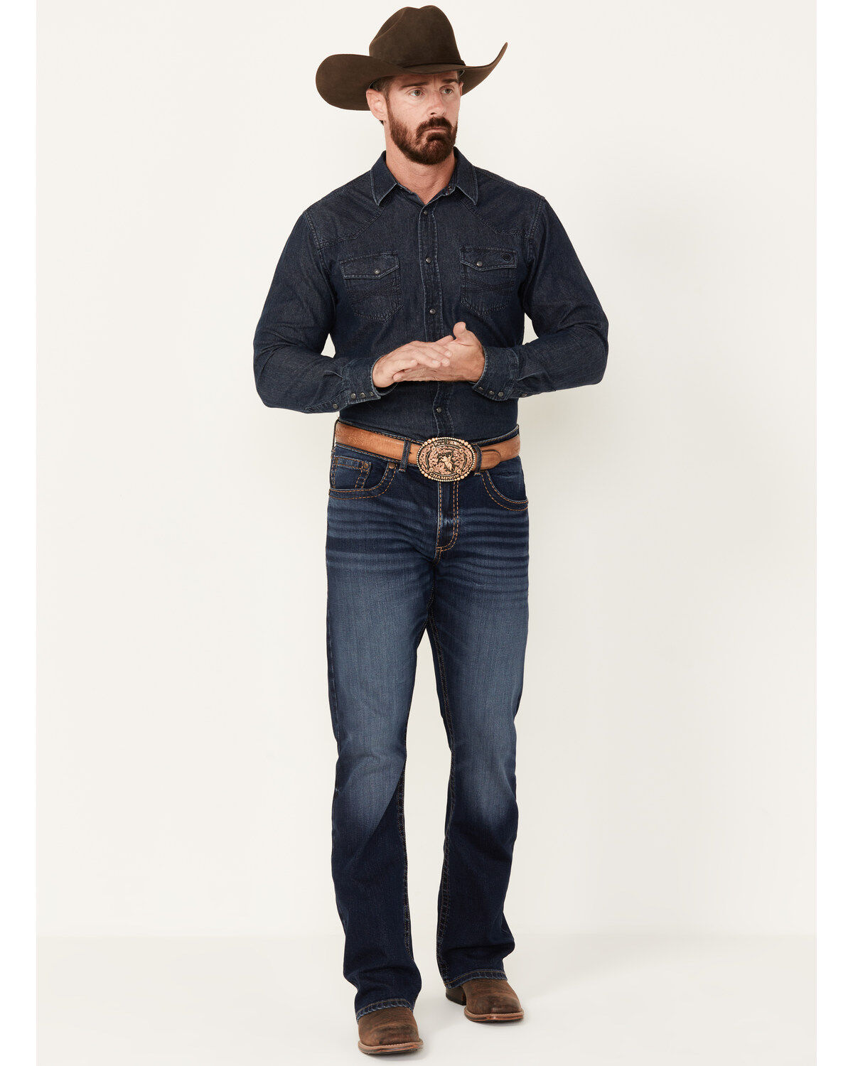 Rock 47 by Wrangler Men's Duval Dark Wash Slim Bootcut Stretch Jeans