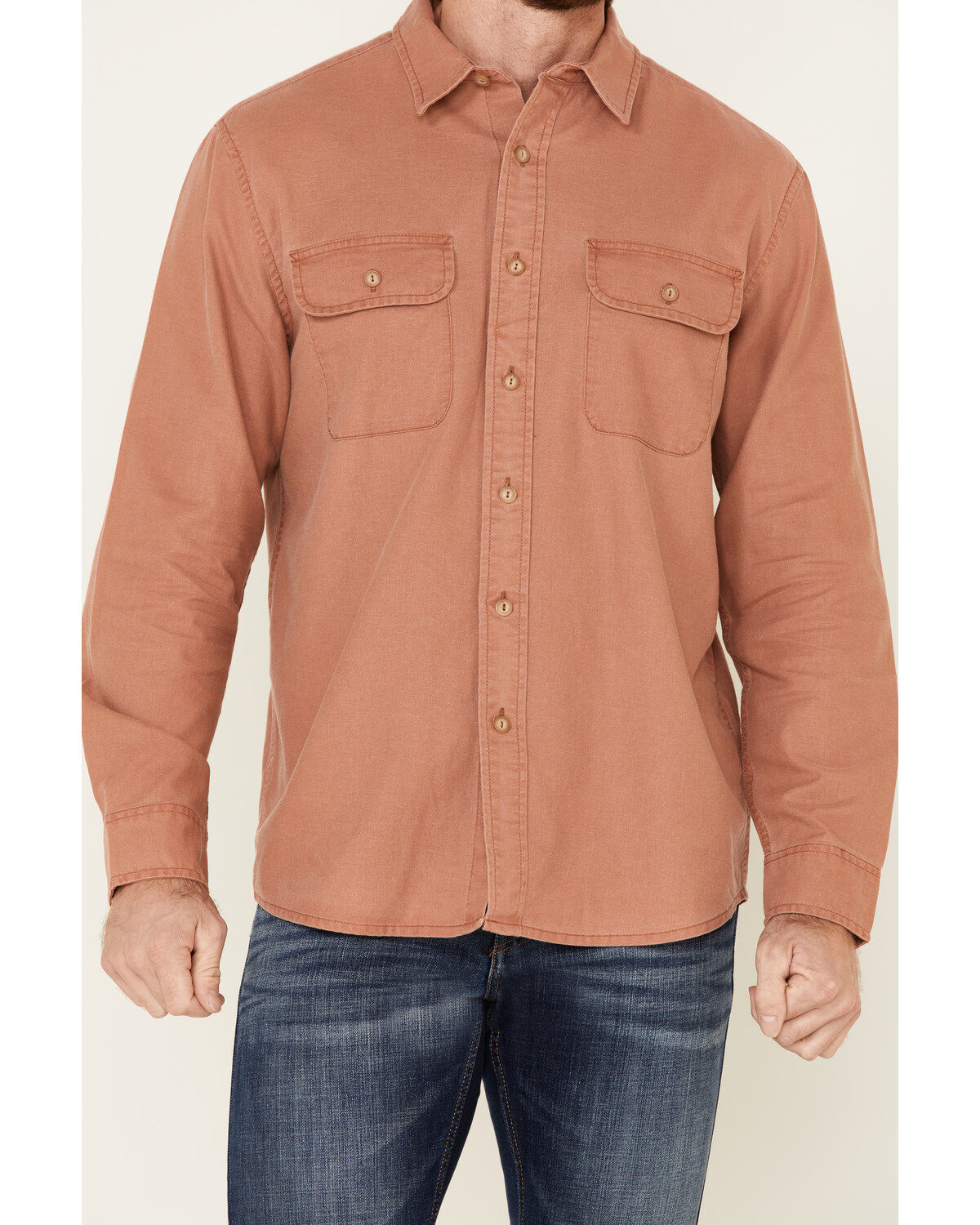 Pendleton Men's Rust Beach Shack Solid Long Sleeve Western Shirt