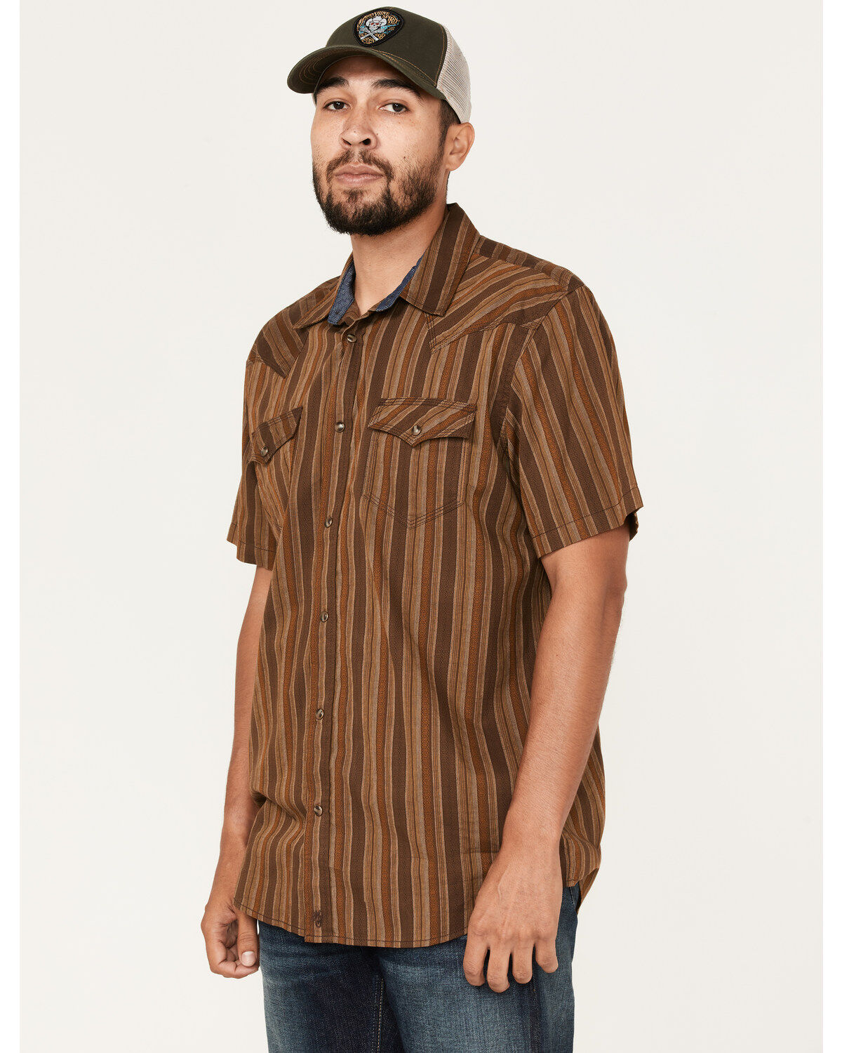 Moonshine Spirit Men's Paniolo Striped Print Long Sleeve Snap Western Shirt
