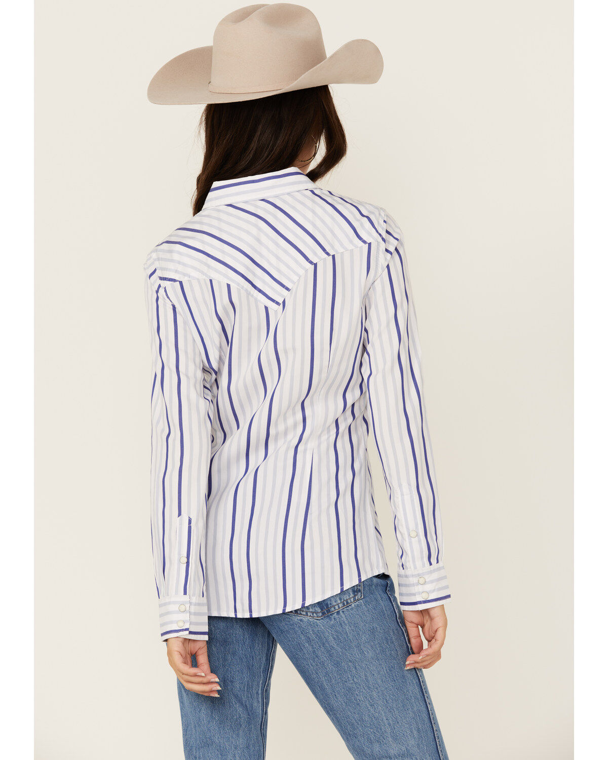 Wrangler Retro Women's Striped Print Long Sleeve Snap Western Shirt