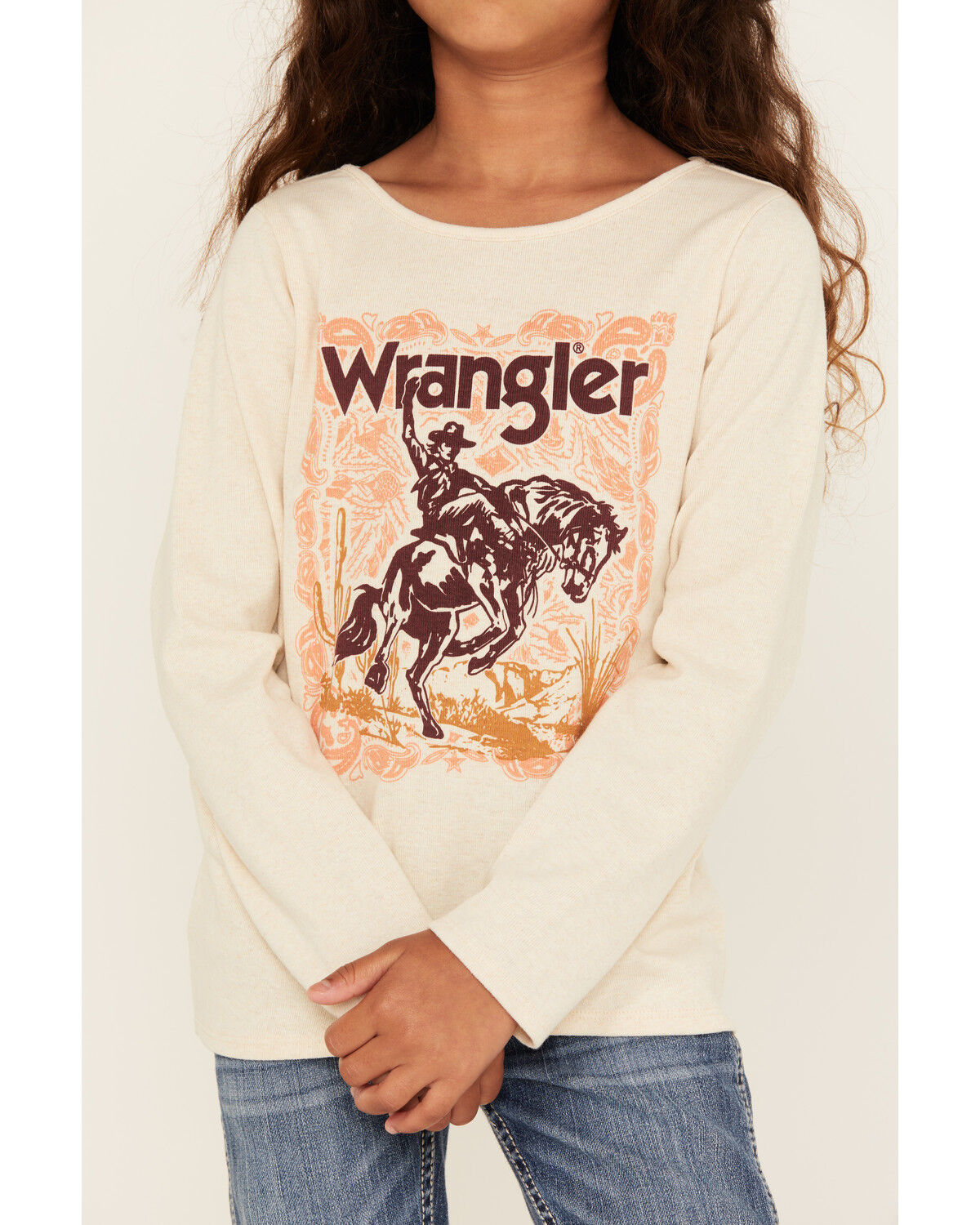 Wrangler Girls' Cowboy Long Sleeve Logo Tee