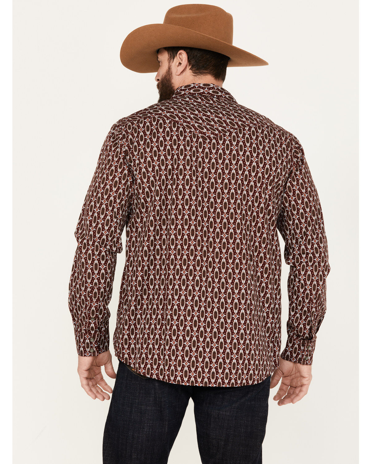 Moonshine Spirit Men's Gypsy Print Long Sleeve Western Snap Shirt