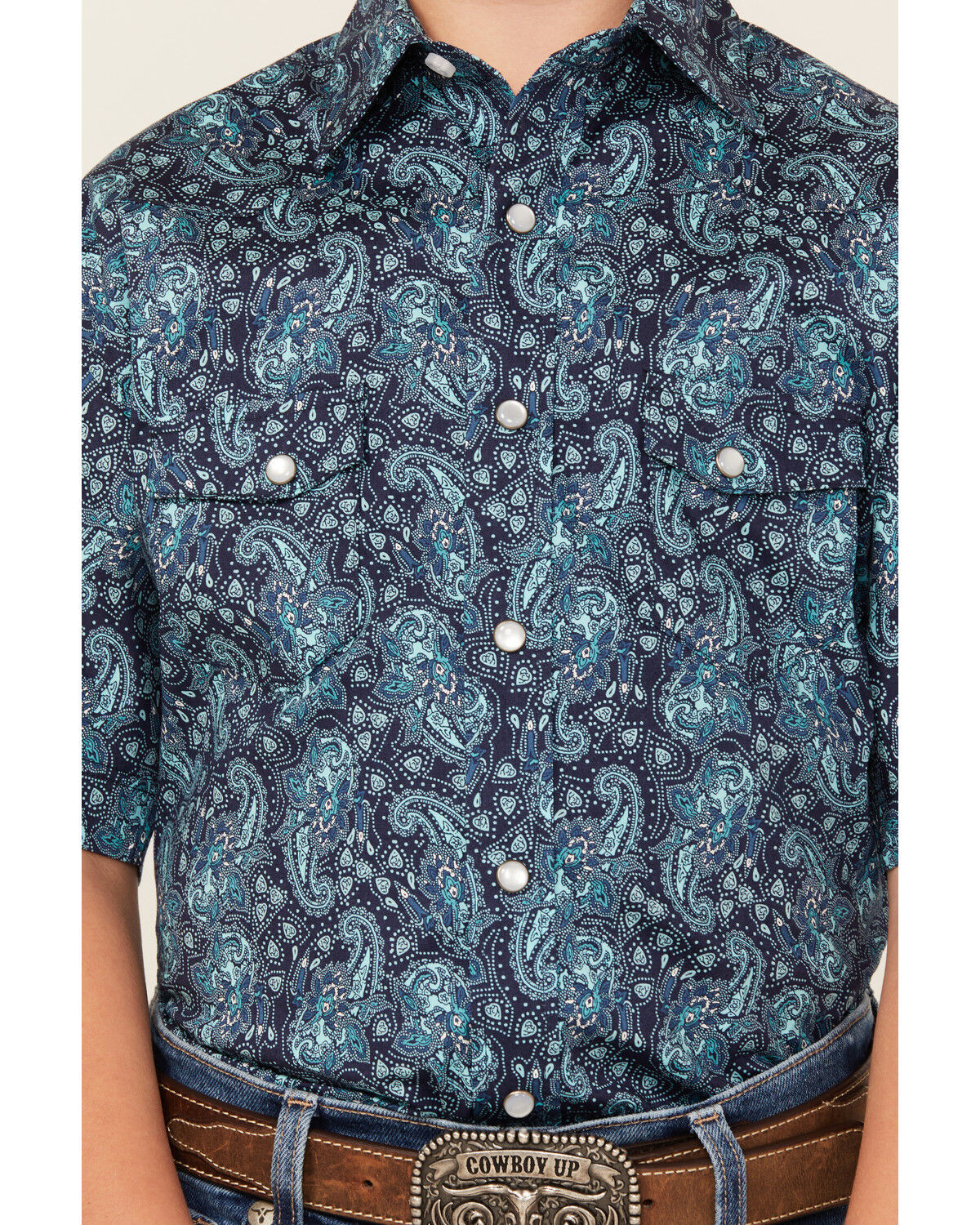 Panhandle Boys' Paisley Print Long Sleeve Snap Western Shirt