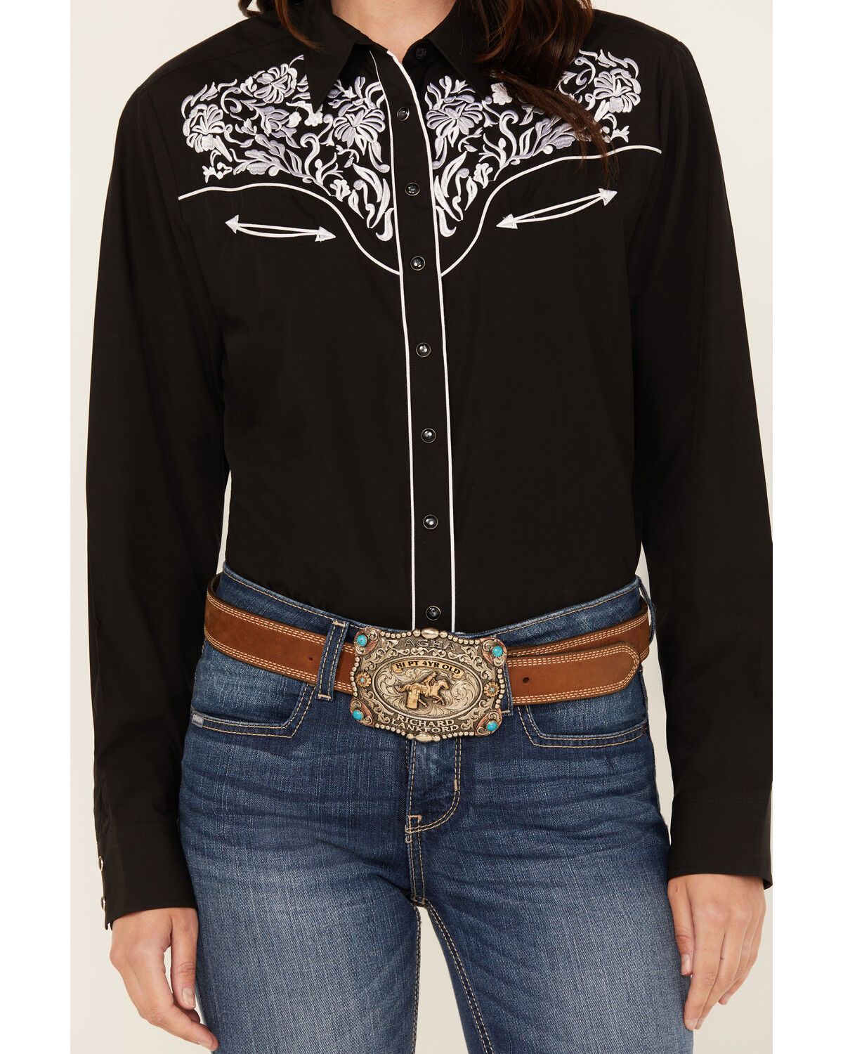 Rodeo Clothing Women's Embroidered Long Sleeve Snap Western Shirt