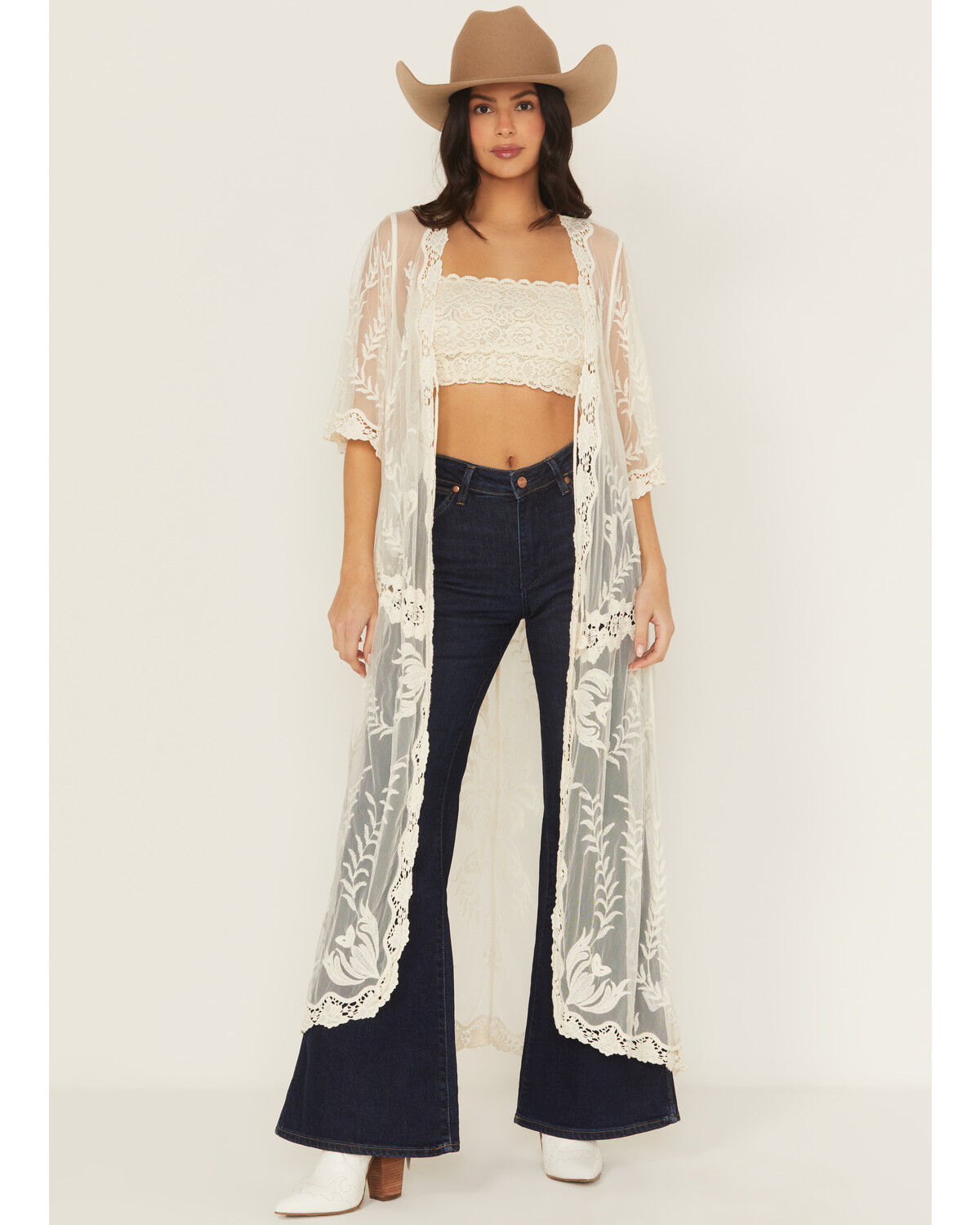 Shyanne Women's Long Embroidered Mesh Kimono