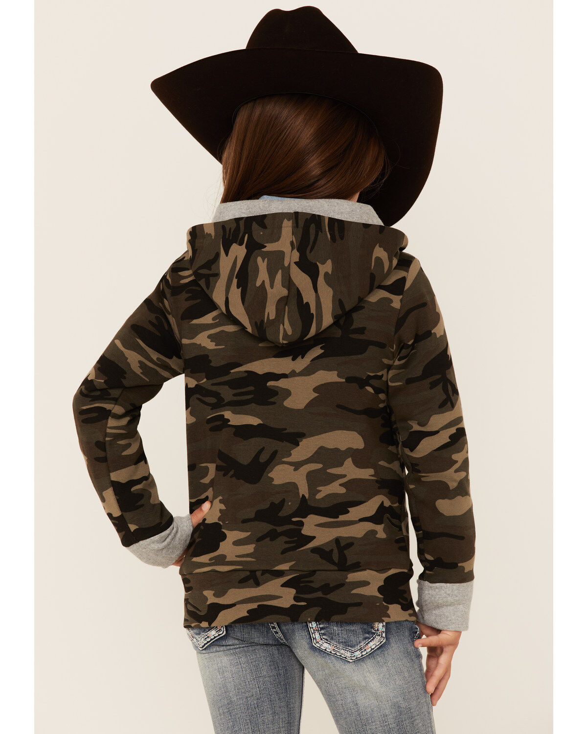 Ampersand Avenue Girls' Multi Camo Print 1/4 Zip Pullover