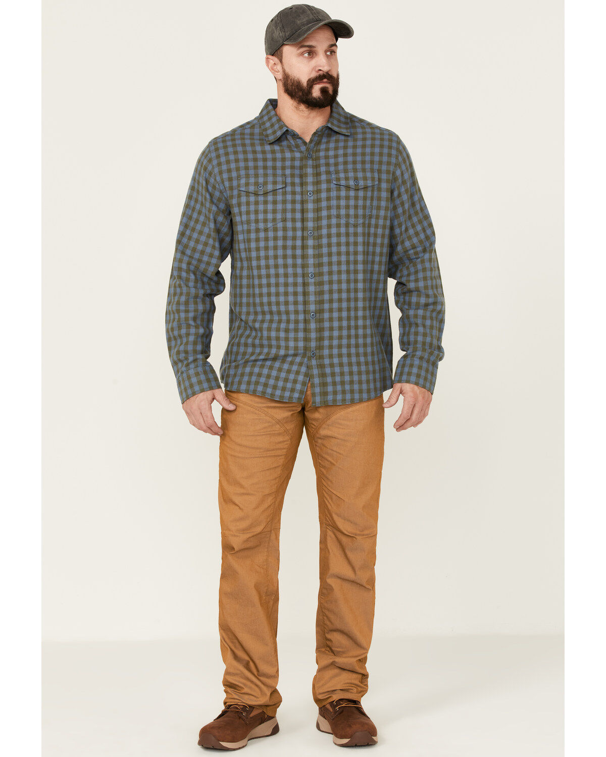 Brothers and Sons Men's Small Check Plaid Long Sleeve Button-Down Western Shirt