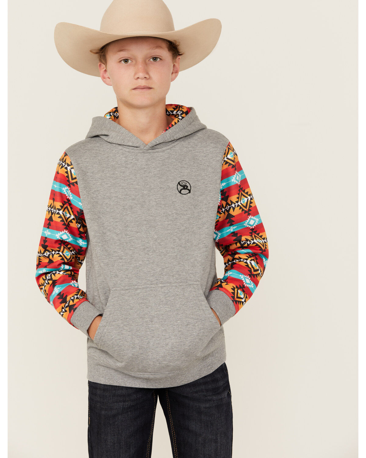Hooey Boys' Printed Sleeve Hooded Sweatshirt