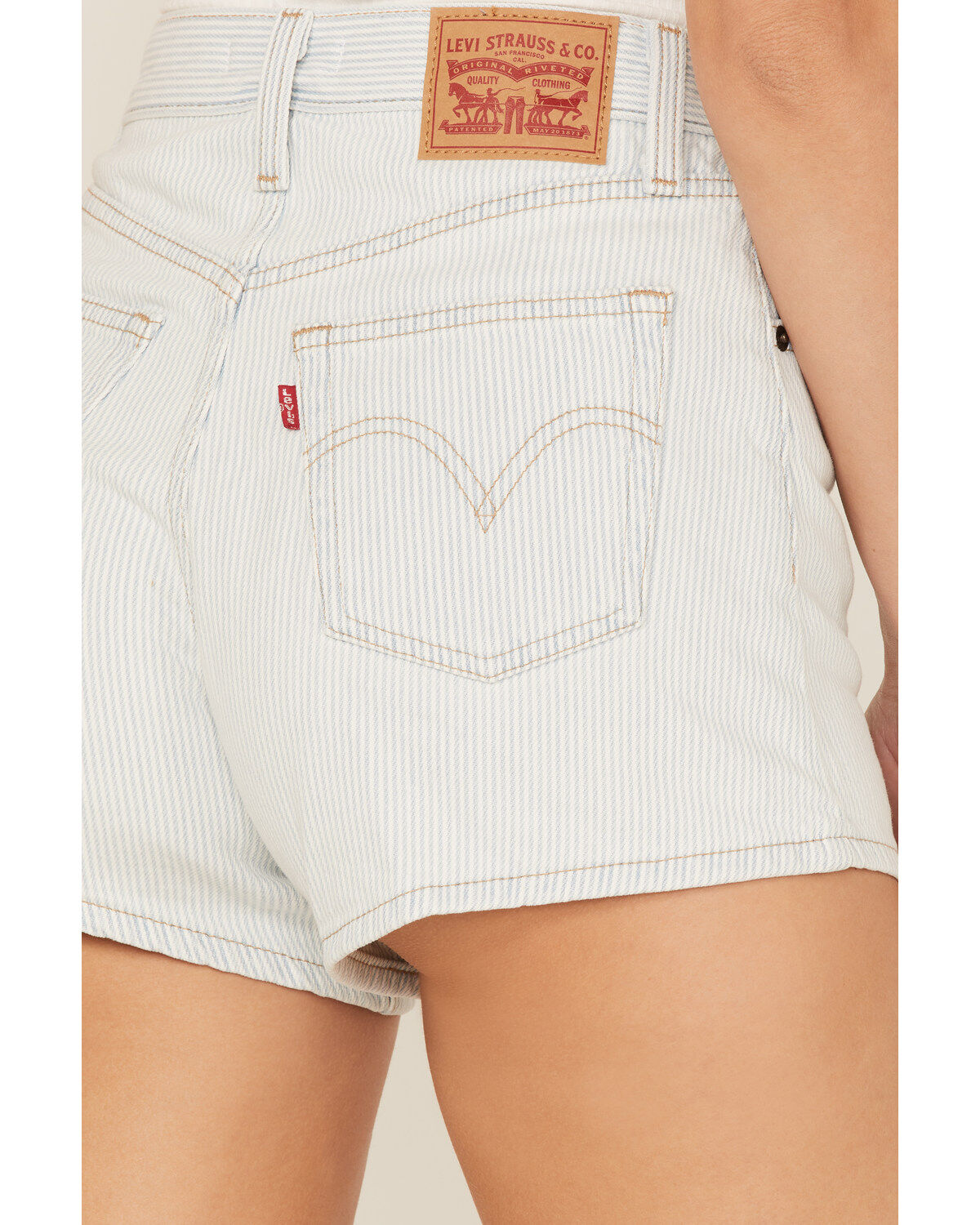 Levi's Women's High Rise Stripey Mom Denim Jean Shorts