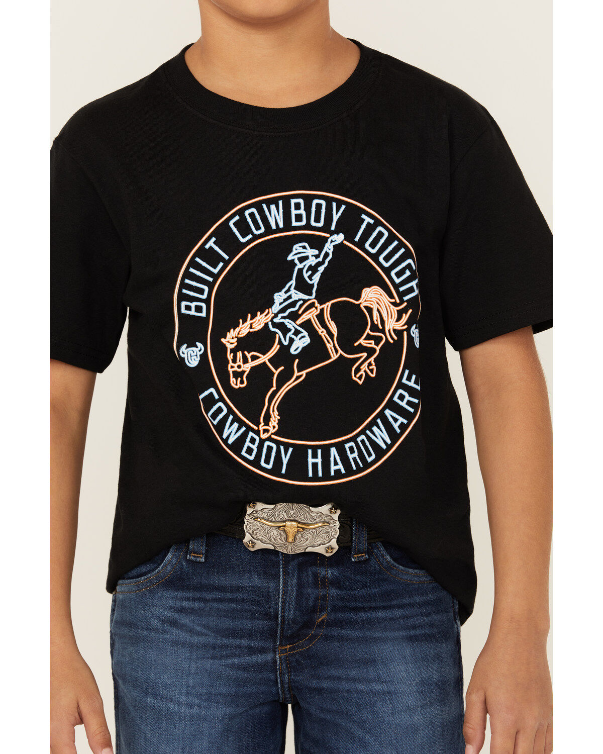 Cowboy Hardware Boys' Neon Built Cowboy Tough Short Sleeve Graphic T-Shirt